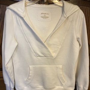 Vintage Eddie Bauer White Hoodie Sweatshirt Size S